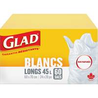 Sacs &agrave; ordures hauts 45 L sans parfum, R&eacute;gulier, 24" la x 28" lo, Blanc Quali-T-Solutions