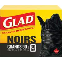 90L Garbage Bags, Regular, 30" W x 33" L, Black Quali-T-Solutions