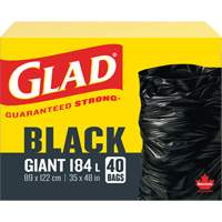 184L Garbage Bags, Regular, 35" W x 48" L, Black Quali-T-Solutions