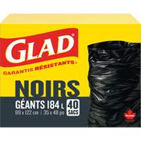 184L Garbage Bags, Regular, 35" W x 48" L, Black Quali-T-Solutions