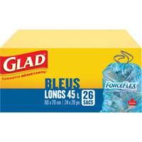 45L Recycling Bags, Regular, 24" W x 28" L, Blue Quali-T-Solutions