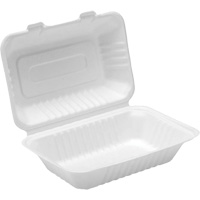 Contenants &agrave; charni&egrave;re pour nourriture compostable, Bagasse, Rectangulaire Quali-T-Solutions
