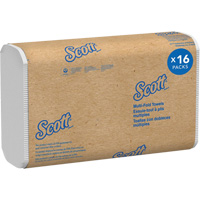 Essuie-tout &agrave; plis multiples en fibres recycl&eacute;es &agrave; 100 % Scott, 1 pli, 9-2/5" lo x 9-1/5" la, 250 /pqt Quali-T-Solutions