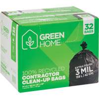 Green Home Garbage Bags, Strong, 33" W x 48" L, 3 mils, Black, 159 L (42 Gal.) Capacity Quali-T-Solutions