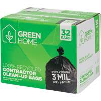 Green Home Garbage Bags, Strong, 33" W x 48" L, 3 mils, Black, 159 L (42 Gal.) Capacity Quali-T-Solutions