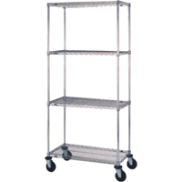 Wire Shelf Cart, Chrome Plated, 24" x 81" x 48", 800 lbs. Capacity Quali-T-Solutions