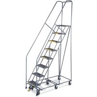 &eacute;chelles Pivotantes A/Roulettes Au Centre, 8 marches, Largeur de la marche 16", Hauteur de la plateforme 80", Acier Quali-T-Solutions
