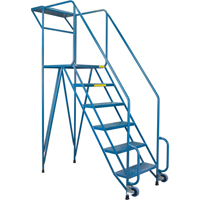 Mechanics/Maintenance Rolling Ladder, Steel, 6 Steps, 57" Platform Height Quali-T-Solutions