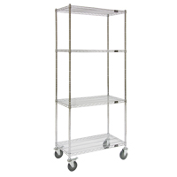 Wire Shelf Cart, Chrome Plated, 36" x 80" x 24", 800 lbs. Capacity Quali-T-Solutions