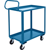 Chariot ergonomique &agrave; tablettes, 800 lb Capacit&eacute;, Acier, 26" la x 37" ha x 38" p, Bordure vers le haut Quali-T-Solutions