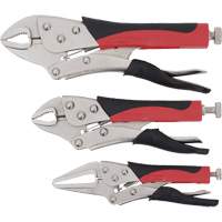 Cushion Grip Locking Plier Set, 6"/10"/7" Length, Curved Jaw/Long Nose Quali-T-Solutions