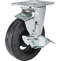 Roulette moul&eacute;, Pivotant avec frein, 6" (152,4 mm), Caoutchouc, 550 lb (249 kg) Quali-T-Solutions