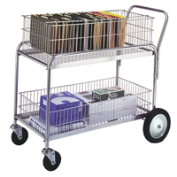 Chariot de bureau en treillis m&eacute;tallique pour le courrier, 250 lb Capacit&eacute;, Chrome, 23-3/4" p x 43" la x 38-1/2" h, Chrom&eacute; Quali-T-Solutions