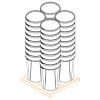Baril emboîtable en poly&eacute;thyl&egrave;ne, 55 gal. US (45 gal. imp.), Dessus ouvert, Jaune Quali-T-Solutions