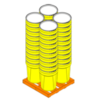 Baril emboîtable en poly&eacute;thyl&egrave;ne, 30 gal. US (25 gal. imp.), Dessus ouvert, Jaune Quali-T-Solutions