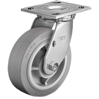Plate Caster, Swivel, 4" (101.6 mm), Rubber, 225 lbs. (102 kg.) Quali-T-Solutions