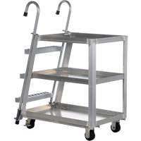 Chariot de pr&eacute;l&egrave;vement de stock, Aluminium, 21-7/8" la x 40" p, 3 tablettes, Capacit&eacute; 660 lb Quali-T-Solutions