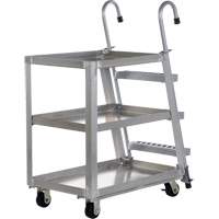 Chariot de pr&eacute;l&egrave;vement de stock, Aluminium, 21-7/8" la x 40" p, 3 tablettes, Capacit&eacute; 660 lb Quali-T-Solutions