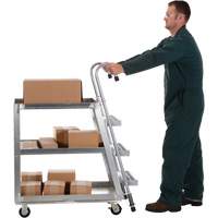 Chariot de pr&eacute;l&egrave;vement de stock, Aluminium, 21-7/8" la x 40" p, 3 tablettes, Capacit&eacute; 660 lb Quali-T-Solutions