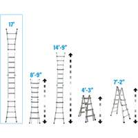 Telescoping Multi-Position Ladder, Aluminum, 300 lbs., CSA Grade 1A Quali-T-Solutions