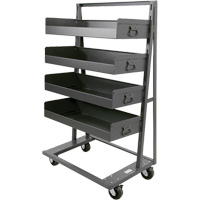 Chariot &agrave; cadre en A robuste &agrave; un c&ocirc;t&eacute; avec 4 grands plateaux &agrave; rebord, 38" x 25" x 63", Capacit&eacute; 2500 lb Quali-T-Solutions