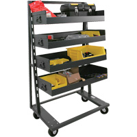 Chariot &agrave; cadre en A robuste &agrave; un c&ocirc;t&eacute; avec 4 grands plateaux &agrave; rebord, 38" x 25" x 63", Capacit&eacute; 2500 lb Quali-T-Solutions