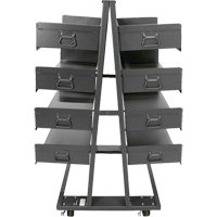 Chariot &agrave; cadre en A robuste &agrave; deux c&ocirc;t&eacute;s avec 8 plateaux &agrave; rebords, 38" x 30" x 63", Capacit&eacute; 2500 lb Quali-T-Solutions