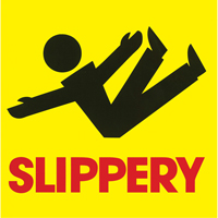 C&ocirc;nes de d&eacute;viation - &eacute;tiquettes de message  Slippery , Adh&eacute;sif, Anglais avec pictogramme Quali-T-Solutions