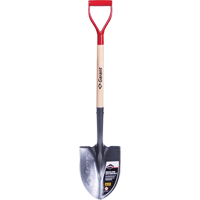Pro Round Point Shovel, Tempered Steel Blade, Wood, D-Grip Handle Quali-T-Solutions