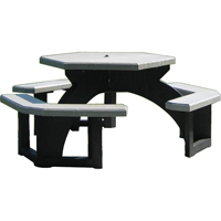 Tables de pique-nique hexagonales en plastique recycl&eacute;, 78" lo x 78" la, Gris Quali-T-Solutions