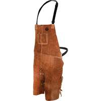 Leather Welding Apron, Split-Leg Bib, 36" L, Brown Quali-T-Solutions