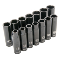 Jeu de douilles m&eacute;triques, 14 Mcx, Chocs, Prise de 1/2", Profond Quali-T-Solutions