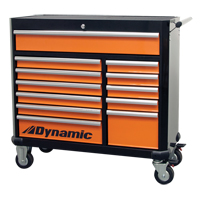 Armoire &agrave; outils mobile, 12 tiroirs, 42" la x 18" p x 41" h, Noir/Orange Quali-T-Solutions