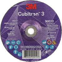 Cubitron 3 Cut and Grind Wheel, 4" x 5/32", 3/8" Arbor, Type 27, 36 Grit, Ceramic Quali-T-Solutions