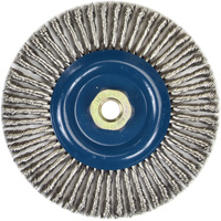 Stringer Bead Knot Wire Brush For Angle Grinders, 6" Dia., 0.02" Fill, 5/8"-11 Arbor, Stainless Steel Quali-T-Solutions