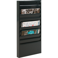 Literature Storage Racks, Stationary, 10 Slots, Steel, 13-1/8" W x 2" D x 26-1/4" H Quali-T-Solutions