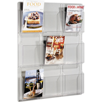 Literature Displays, Wall Mount, 9 Slots, Plastic, 30" W x 2" D x 36-7/8" H Quali-T-Solutions