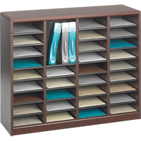 E-Z Stor&reg; Literature Organizer, Stationary, 36 Slots, Wood, 40" W x 3/4" D x 32-1/2" H Quali-T-Solutions
