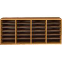 Adjustable Compartment Literature Organizer, Stationary, 24 Slots, Wood, 39-1/4" W x 11-3/4" D x 16-1/4" H Quali-T-Solutions