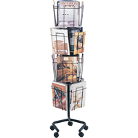 Literature Display Racks - Rotary Floor Displays, Rotating, 16 Slots, Wire Mesh, 15" W x 15" D x 60" H Quali-T-Solutions