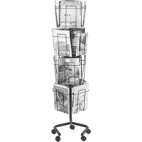 Literature Display Racks - Rotary Floor Displays, Rotating, 16 Slots, Wire Mesh, 15" W x 15" D x 60" H Quali-T-Solutions