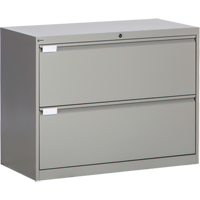 Lateral Filing Cabinet, Steel, 2 Drawers, 36" W x 18" D x 27-7/8" H, Grey Quali-T-Solutions