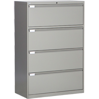 Lateral Filing Cabinet, Steel, 4 Drawers, 36" W x 18" D x 53-3/8" H, Grey Quali-T-Solutions