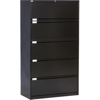 Lateral Filing Cabinet, Steel, 5 Drawers, 36" W x 18" D x 65-1/2" H, Black Quali-T-Solutions
