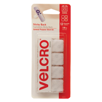 Attaches en carr&eacute;e, Boucle et crochet, 7/8" dia., Adh&eacute;sif, Blanc Quali-T-Solutions