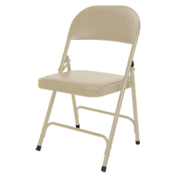 Chaise pliante rembourr&eacute;e en vinyle, Acier, Beige, Capacit&eacute; 300 lb Quali-T-Solutions