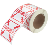 "Fragile" Special Handling Labels, 4" L x 4" W, Red on White Quali-T-Solutions