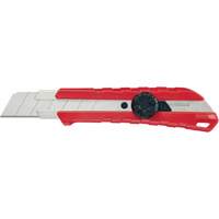 Couteau &agrave; lame cassable, 25 mm, Carbure, Prise en Caoutchouc/Polypropyl&egrave;ne Quali-T-Solutions