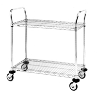 Standard-Duty Utility Cart With Wire Shelves, Chrome Plated, 24" x 39" x 36", 375 lbs. Capacity Quali-T-Solutions