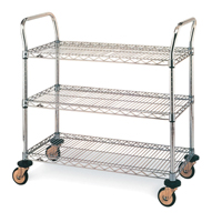 Standard-Duty Utility Cart With Wire Shelves, Chrome Plated, 24" x 39" x 36", 375 lbs. Capacity Quali-T-Solutions